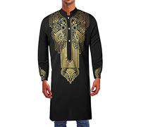 Generic Kaftan für Männer Herren Muslim Tunika Nahen Osten Kaftan Muslimische Hemden, Arabisch Islamische Abaya Langarm Bronzing Kaftan Hemden Ethnische Kleider Robe Gebetskleidung