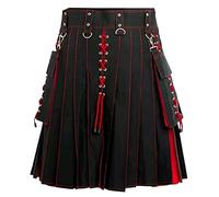 Generic Schottischer Kilt Herren, Schottischer Kilt Rock Herren Klassischer Faltenrock mit Kette Vintage Mode Mittelalterliche Faltenröcke Schottischen Stil Individualität Retro Schottenrock