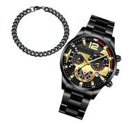 Generico ausgefallene Uhren für Männer Business Herren | Herrenuhr | Armbanduhr Kalender mit Armband für Vater Ehemann Freund Sohn, Schwarz , riferimento alla descrizione, Siehe Beschreibung