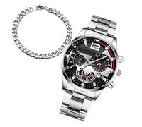 Generico ausgefallene Uhren für Männer Business Herren | Herrenuhr | Armbanduhr Kalender mit Armband für Vater Ehemann Freund Sohn, silber / schwarz, Fare riferimento alla descrizione, Siehe