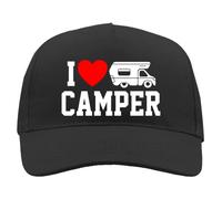 Generico Camper Cap für Damen und Herren - I Love Camper, One Size, Unisex, Baseball Cap, Baumwolle, Schwarz, Camping, Geschenk
