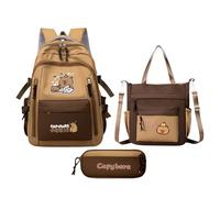 Genérico Capibara Rucksack - Kinderrucksack mit Tasche und Tasche, Laptop für Schüler Kinder Schule Reisen, Flip-Buch, Consulte la descripción
