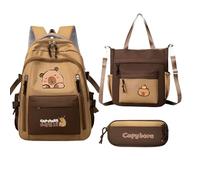Genérico Capibara Rucksack-Set - Schulrucksack, großes Fassungsvermögen, Schulzubehör, wasserdicht, für Reisen, Alltag, Picknick, Urlaub, Weihnachten, Geburtstag für Kinder, B, Consulte la descripción