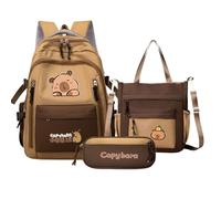 Generico Capybara Rucksack-Set - Schulrucksack, Cartoon, Schreibwaren-Set für Trinkflasche, Bücher, Alltag, Studenten, Teenager, Geburtstag, Reisen, B, riferimento alla descrizione