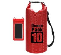 Generico Dry Bags Waterproof - 16.14x7.68x0.2in Dry Bag | Waterproof Boat Bag | Lightweight Storage Backpack for Camping Commuting Shopping Outdoor | 10 Liters PVC Checkered Bucket Bags, rot