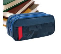 Generico Federstifte Große Kapazität | 8,46 Zoll Pencilsetui | Oxford-Stoff-Schreibwarentasche | Geräumiger und robuster Doppel-Gayer Cipper für Schüler der Schule, blau, Beziehen Sie sich auf die