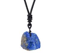 Generico Halskette mit Kristall-Anhänger, 3 cm | natürlicher Lapislazucker-Anhänger mit rohem Stein, aus Christus, handgewebt, Energie-Halskette, Mineralkollektion