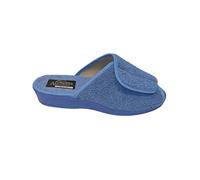 Genérico Hausschuhe für Damen, extra breit, Schuhe, Nevada, einfacher Verschluss, verstellbar, Frottee, Gummisohle, Blau, Uniformblau, 37 EU XX-Ancho