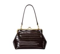 Genérico Kiss Lock Clutch aus PU-Leder, Dunkelbraun (Café oscuro), Consulte la descripción
