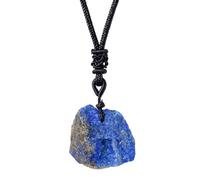 Generico Lapislazuli - Natürlicher Lapislazuli Anhänger | Von Hand geflochtene Rohstein-Halskette mit verstellbarer Kordel, Heilstein-Schmuck, Accessoire