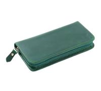 Genérico Leder Pen Pouch Vintage Stationery Storage Case, Durable Leather Material, Compact 3 Slot Organizer, Portable Writing Tool Holder with Secure Closure | Travel Home Office Use For, grün