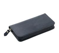 Genérico Leder Pen Pouch Vintage Stationery Storage Case, Durable Leather Material, Compact 3 Slot Organizer, Portable Writing Tool Holder with Secure Closure | Travel Home Office Use For, schwarz