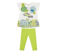Generico Mayoral Set für Mädchen, Sommer, 3-9 Jahre, 2-teiliges Set mit T-Shirt aus elastischer Baumwolle und passenden Leggings, lässiges Outfit für Mädchen, Frühling und Sommer, Grün 71, 8 Jahre