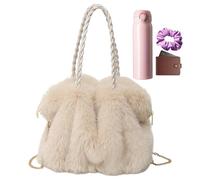 Genérico Pelzige Handtasche für Damen, Plüschtasche für Damen, Wintertasche mit abnehmbarem Riemen, lässig, groß, Plüsch, diffuse Handtasche für Wandern, Reisen im Freien, beige, Consulte la
