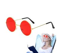 Genérico Runde Hippie-Sonnenbrille, Retro-Brille, 60er Jahre, bunte Gfas, Kostümzubehör für Damen und Herren, Lunettes Rondes | Occhiali Da Sole Tondi | runde Sonnenbrille | Festival u, Rot, Consulte