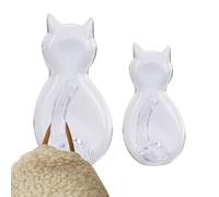 Generico Schlüsselanhänger mit Katze, 2 Wandhaken, Cartoon-Katze, selbstklebend, einfarbig, dekorativ, für Küche, Schlafzimmer, Badezimmer, Schlafsaal, Wohnung