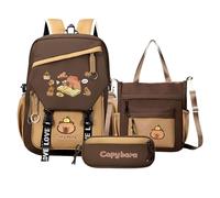 Generico SCHULE BACKPACK RACK - BAG CAPYBARA | Schulrucksack | Back-Kapybara-Paket-Set mit großer Kapazität | Schutzhülle für das Book mit Cartoons wasserdicht für B, D, Beziehen Sie sich auf
