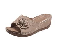 Generico Schwarze Sandalen für Damen mit Keilabsatz - Damen-Hausschuhe mit Fischspitze, dicke Sohle, perforiert und mit offener Spitze, besondere sportliche Leder-Slipper, waschbar, für den Sommer