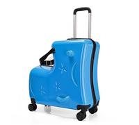 Generico Silent Wheels Trolley | Kids Ride On Suitcase | 20 Zoll Trolley Case mit 3 Digit Password Lock, Pedals, Handlebars, and Seat Belts | Travel Luggage with Silent Wheels for Boys, Lake Blue,