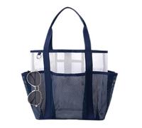 Generico Strandtaschen für Damen | Faltbare Kosmetiktasche - Große Netztasche für Urlaub, Yoga, Wassersport, Angeln, Camping, Wochenende, Pool und Pendler, marineblau, Fare riferimento alla