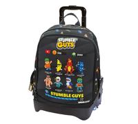 Generico Trolley-Rucksack für die Schule, Dream Cross Stumble Guys, abnehmbare Räder, Treppen, mit abnehmbarem Rollwagen, Farbe: Teen Pool Over, schwarz