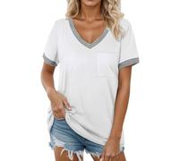 Genérico Tunika-Bluse mit durchbrochener Spitze und lockerer Taille, elegant und stilvoll, ideal für den Sommer und den täglichen Gebrauch. Atmungsaktiv, leicht und vielseitig., Weiß-A, M