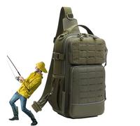 Generico Umhängetasche | mit Flaschenhalter und Stauraum für Ausrüstung - Umhängetaschen für Herren und Outdoor-Sportaktivitäten, Reisen, Wandern und Fitnessstudio, militär-grün, riferimento alla