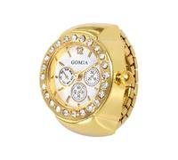 Generico Vintage Finger Watch - Punk Style Gold Diamond Elastic Band Analog Ring Watch, Retro Quartz Finger Clock | Fashion Statement Jewelry Gift For Men Women Teen Boys Girls Lover Friend