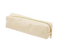Generico Zipper Pencil Pouch - Corduroy 20x5.5x5cm | Aesthetic Large Capacity Pencil Case Stationery Bag For Pens Eraser Ruler Cards School Office Storage Girls Boys Daily Use, Cremefarben,
