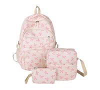 Générique Bowknot Rucksack-Set - Nylon, groß, mittel, klein, 46 x 33 x 16 cm | Eleganter Schulranzen für Damen mit Reisen, Schule, Alltag, Make-up-Organizer | lässiger Ausflug Festival P, Rosa