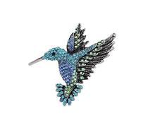 Générique Brosche Schmuck Vogel Kolibri Strass Kristall Blau Grün Stahl Blau 5 x 4,8 cm, 5 x 4,8 cm, Edelstahl
