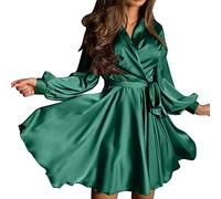 Générique Damen Abendkleid - Lässiges Kleid mit V-Ausschnitt für Frauen Sommer Kleider für Frauen Sexy Abendkleid, grün, Large