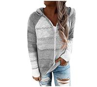 Générique Damen-Kapuzenpullover, Reißverschluss, Kapuzen-Sweatshirt, V-Ausschnitt, lockere Weste, Strickjacke, lässig, Hoodie, Langarm, Sport, Fitness, Outdoor, Jacke, Sweatshirt, grau, 48