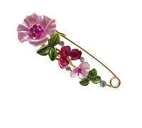 Générique Damen Vintage Broschen of A Flower mit Strass Kleidung Halskette Badge Pin Zubehör Pink stabil