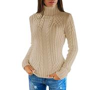 Générique Damenpullover, schick, langärmlig, elegant, Rollkragen, Tops, Strick, Sweater, schick, elegant, Jacquard-Muster, Strickpullover, modisch, Herbst, Strickpullover