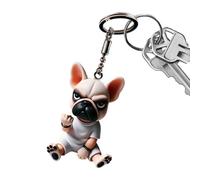 Générique Französische Bulldogge Ornament, 2D Flat-Acryl-Schlüsselanhänger, 5,4 cm, niedlicher Hundebeutel, lustiger Anhänger, ideales Backpack-Zubehör für und Haustiere, Bulldog Lovers, A., Se