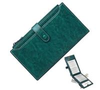 Générique Geldbörse für Frauen | Geldbörse aus PU-Leder mit Münzen | Retro-Brieftasche für Frauen - für Karten, Ausweis, Schlüssel, Bank, Kredit, Helm, Lippenstift, Reisen, Business, Malachitblau, Se