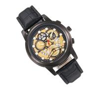 Générique Herren-Armbanduhr, mechanisch, Business-Stil, Lederarmband, Datumsanzeige, elegantes Design, modisches Accessoire, ideal für formelle und Freizeitkleidung, 40 mm Durchmesser, 50 g, schwarz,