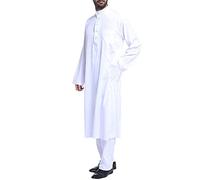 Générique Kaftan Herren Muslim Marokkanisches Dubai Set muslimisches Gebet Kleid mit Hose, ethnischer Stil, Herren, muslimisches Outfit, islamische Kleidung, Qami, Muslim, Dubai, A weiß., 42