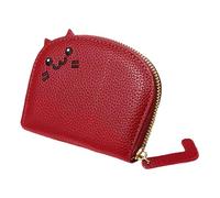 Générique Kartenhalter, Tasche - Klein aus PU-Leder mit Reißverschluss | Kleine Karten mit Reißverschluss, tragbar in Cartoon-Katzenform für Mädchen und, Weinrot, Beziehen Sie sich auf die
