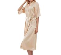 Générique Pyjama aus Fleece für Damen - Kleid Kimono, kurz, für Damen, aus seidigem Satin, Bademantel, Braut, Brautjungfern, zur Vorbereitung von Nachtwäsche, weich, Nachtkleid, Damen, roségold, 38