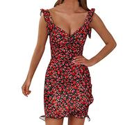 Générique Schwarzes Kleid für Damen, modisch, sexy, ärmellos, niedlich, Cartoon-Print, Loose, Strandkleid, Kleid für Zeremonie, A-vin, Small