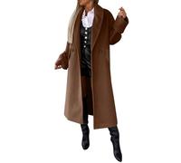 Générique Wollmantel, lang, für Damen, schick, warm, mittellang, Vintage, warm, langärmlig, aus Wolle, einfarbig, Outwear, warme Jacke, Herbst, Winter, Jacke, Damen, schick und elegant, coffee, 42