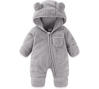 Generisch 0-12 Monate Baby Winter Fleece Overall Mit Kapuze Baby Overall Baumwolle Neugeborene Kleinkind Oberbekleidung Schneeanzug Set Einteiliger Outfit