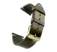 Generisch 1 Stück gewachstes Echtleder-Uhrenarmband 18 mm/19 mm/20 mm/21 mm/22 mm/24 mm mit Schnellverschluss(Ink Green Gold,20mm)