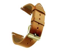 Generisch 1 Stück gewachstes Echtleder-Uhrenarmband 18 mm/19 mm/20 mm/21 mm/22 mm/24 mm mit Schnellverschluss(Brown Gold,19mm)