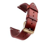 Generisch 1 Stück gewachstes Echtleder-Uhrenarmband 18 mm/19 mm/20 mm/21 mm/22 mm/24 mm mit Schnellverschluss(Red Rose Gold,21mm)