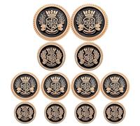 Generisch 14 Stück Britische Kronenknöpfe aus Metall Goldfarben 8x15mm 6x20mm Robuste Legierung Jackenknöpfe für Anzüge Selbstgemacht Nähzubehör für Formelle Anlässe