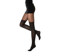 Generisch 1650 Damen Strumpfhose in Overknee Look 40/120 DEN mit Punkten Schwarz