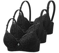 Generisch 1er/3er Pack BH Klassische Spitzen BHS Damen mit Büge Push Up BH mit Verstellbarem Bustier Komfort Nahtlos BH Set Gepolstert Sexy Trainings Schlaf Sport BH Unterwäsche Alltag Yoga Joggen